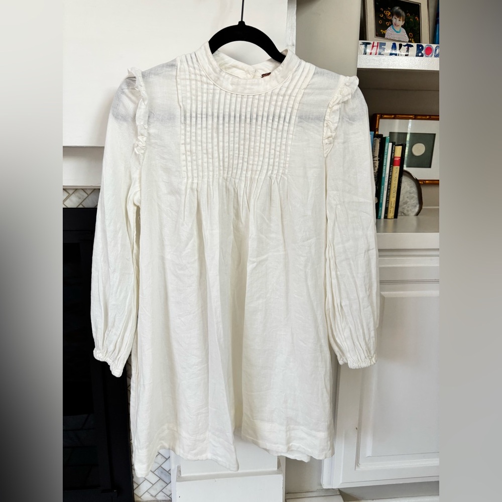 Free People White Pintuck Mini Dress